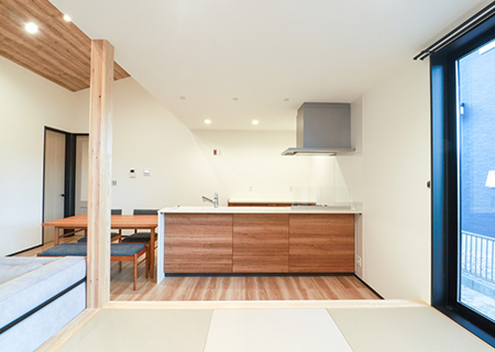 壁付けフルフラットキッチン